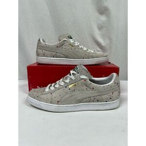 Puma Men's‎ Natural Paint Splatter Sneakers Suede Classic Allo Gray Size 10.5